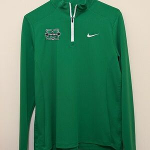 Like New-Women's Marshall University Nike Green and White Quarter-Zip Top